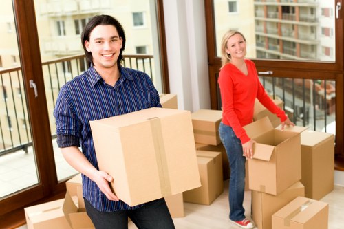 Packed belongings ready for transport from a Bayswater apartment
